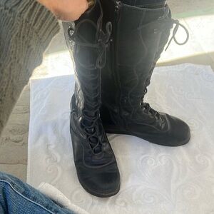 Dansko Penelope lace up tall black boot size 39